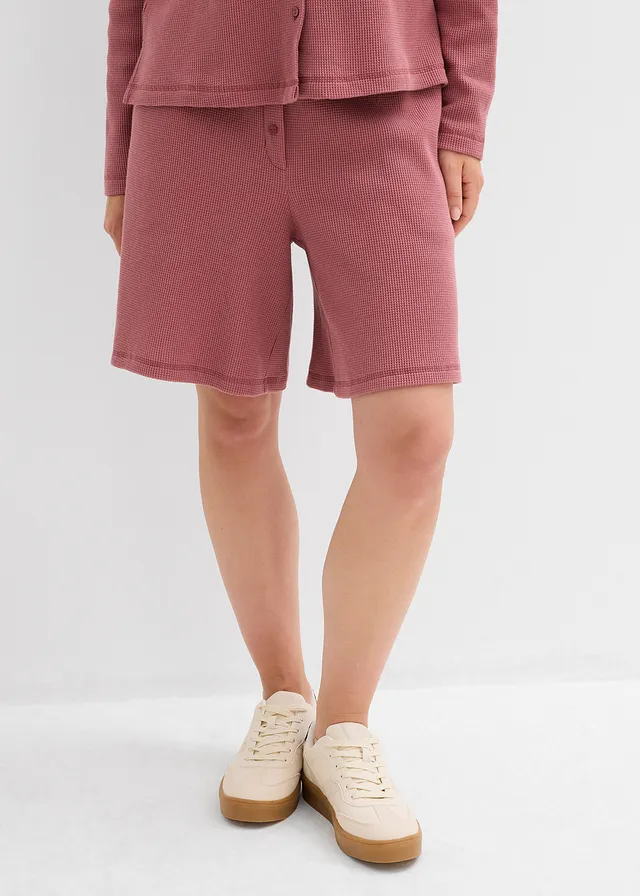 Short 100% coton avec taille élastiquée, Couleur: vieux rose