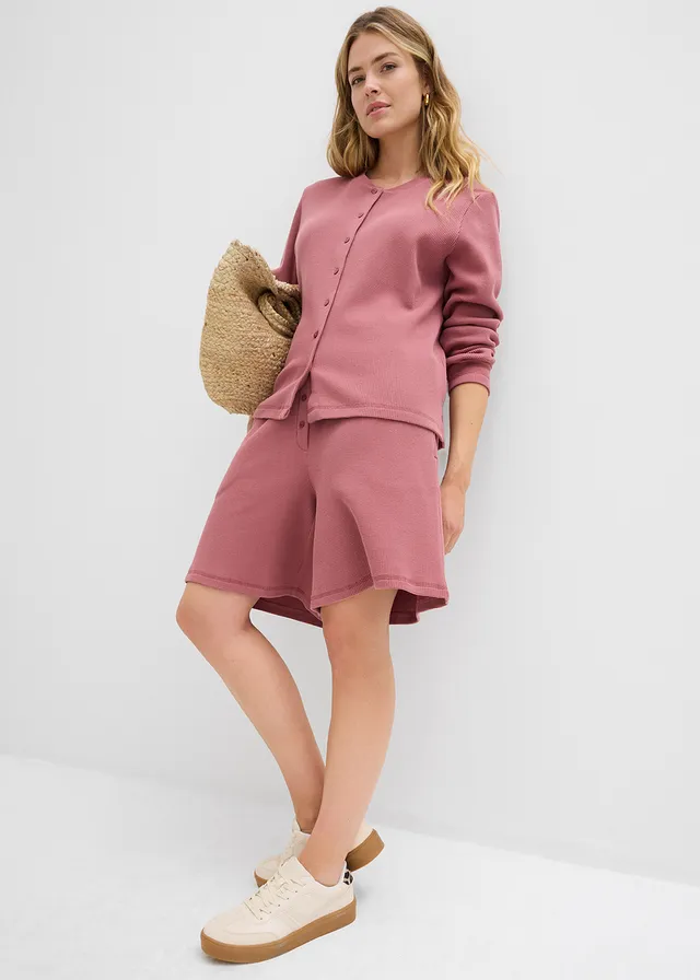 Short 100% coton avec taille élastiquée, Couleur: vieux rose