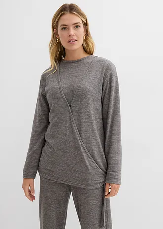 Gilet cache-cœur aspect maille • anthracite chiné • Boutique bonprix