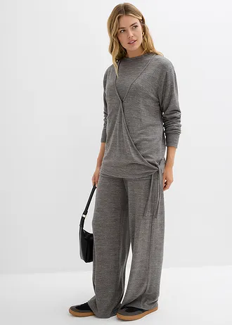 Gilet cache-cœur aspect maille • anthracite chiné • Boutique bonprix