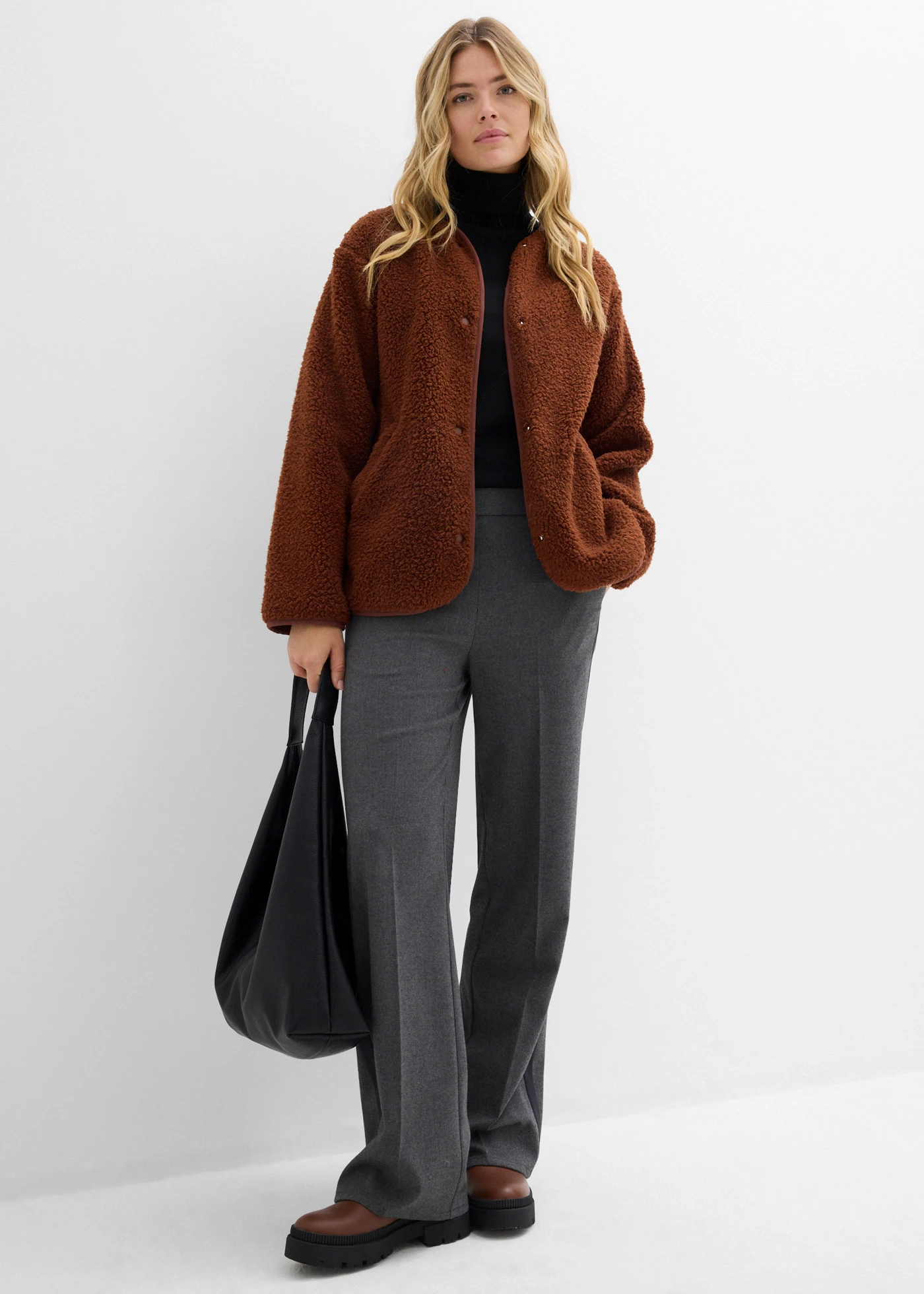 Bunda z medvídkového flísu • cihlově hnědá • bonprix obchod