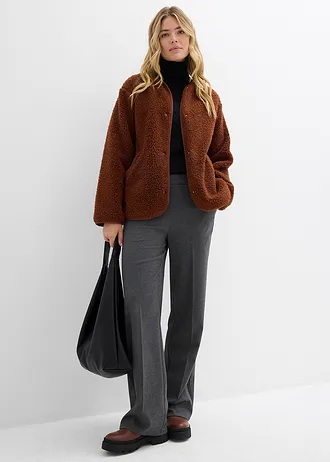 Bunda z medvídkového flísu, barva: cihlově hnědá