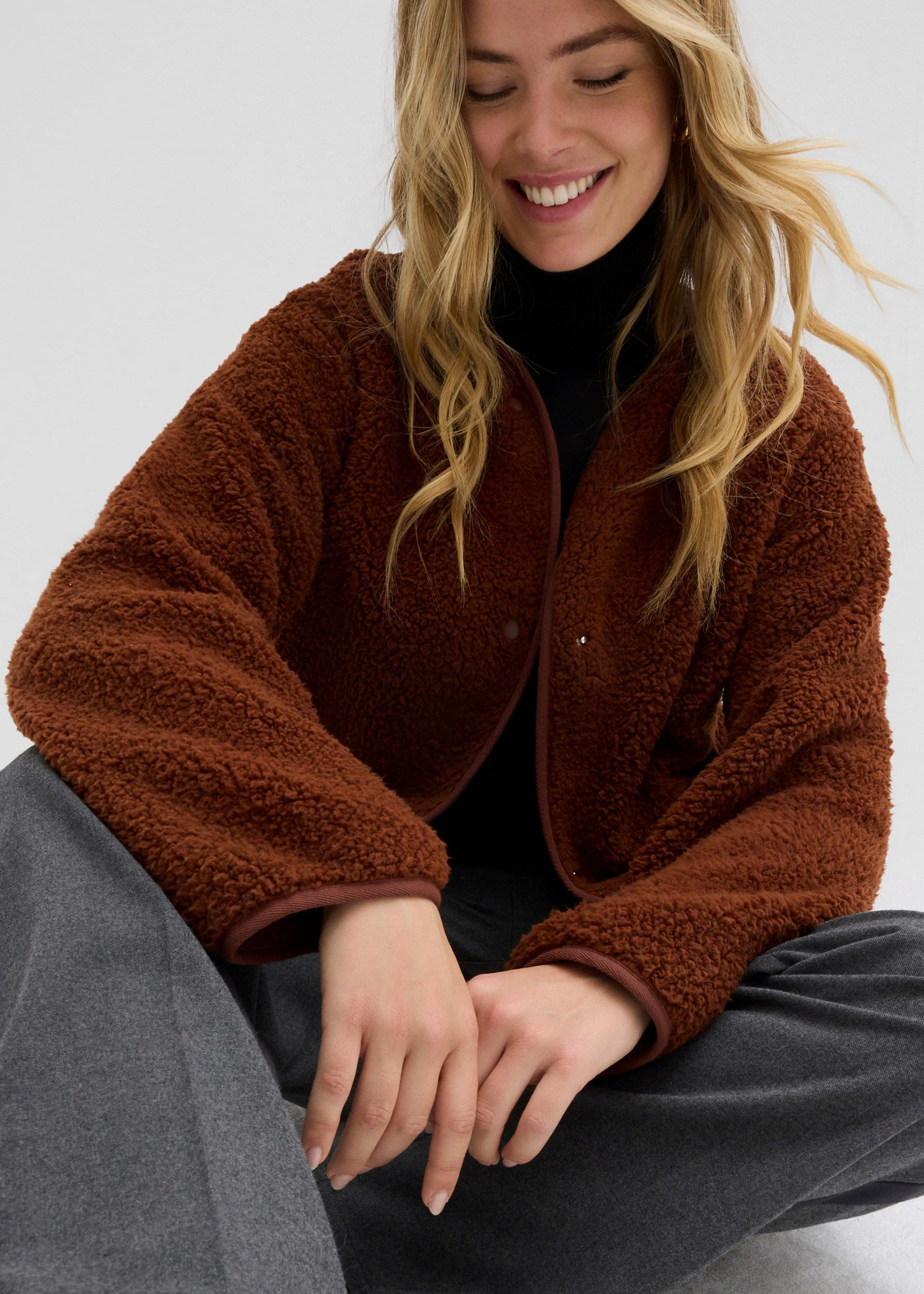 Bunda z medvídkového flísu • cihlově hnědá • bonprix obchod