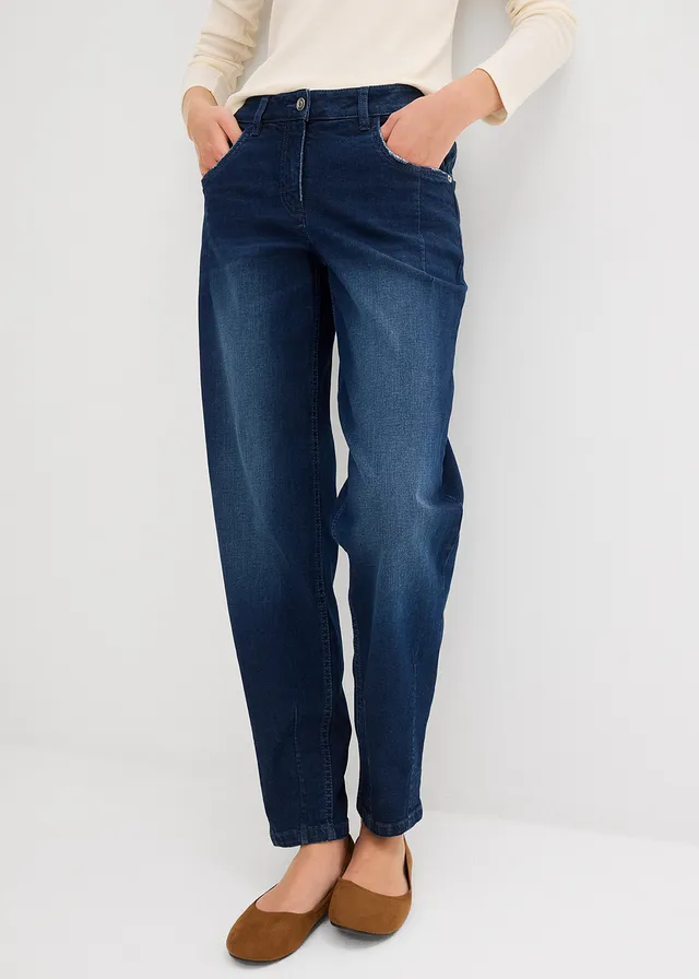 Barrel jeans mid waist • blauw denim used • product-page.page-title-suffix
