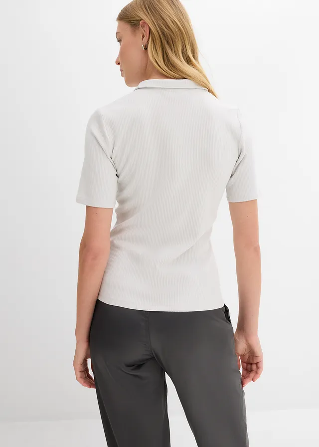 Polo en viscose extensible • argenté chiné • product-page.page-title-suffix