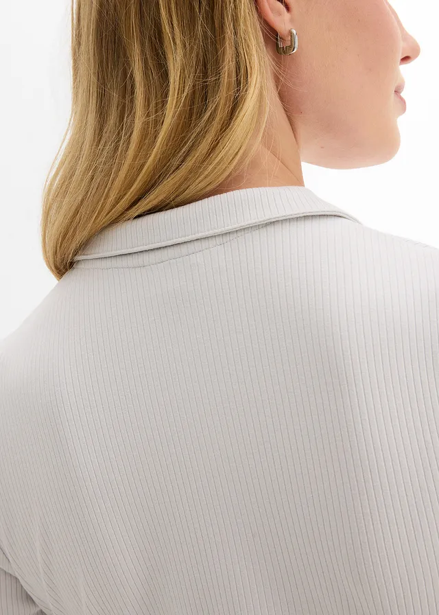 Polo en viscose extensible • argenté chiné • product-page.page-title-suffix