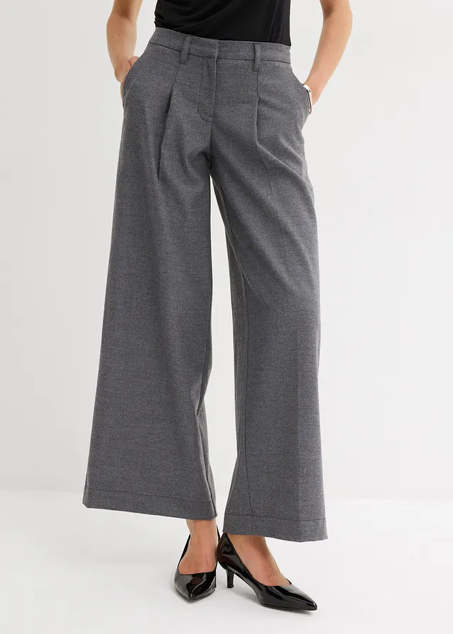 Pantalon à pinces, Couleur: anthracite chiné