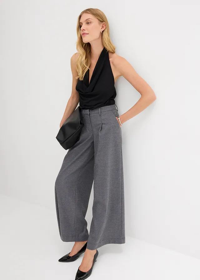 Pantalon à pinces, Couleur: anthracite chiné
