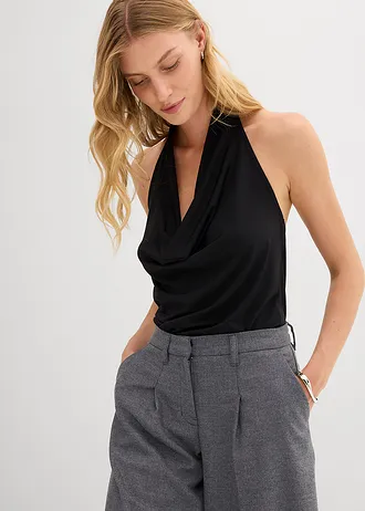 Kalhoty se záhyby v pase • antracitový melír • bonprix obchod