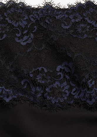 Stahovací tanga s krajkou, střední tvarující efekt • černá + intenzivní modrá • bonprix obchod