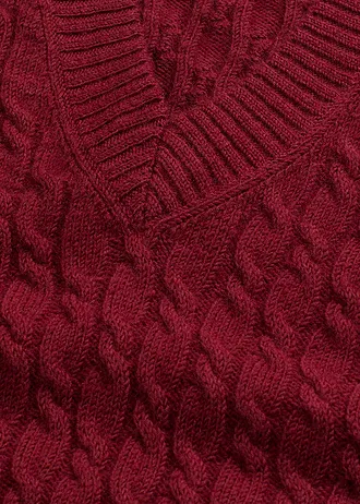 Vesta s copánkovým vzorem • švestkově červená • bonprix obchod