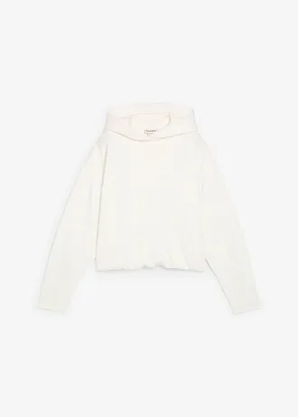 Mikina s kapucí, z mírně lesklé viskózové směsi • přírodní bílá • bonprix obchod