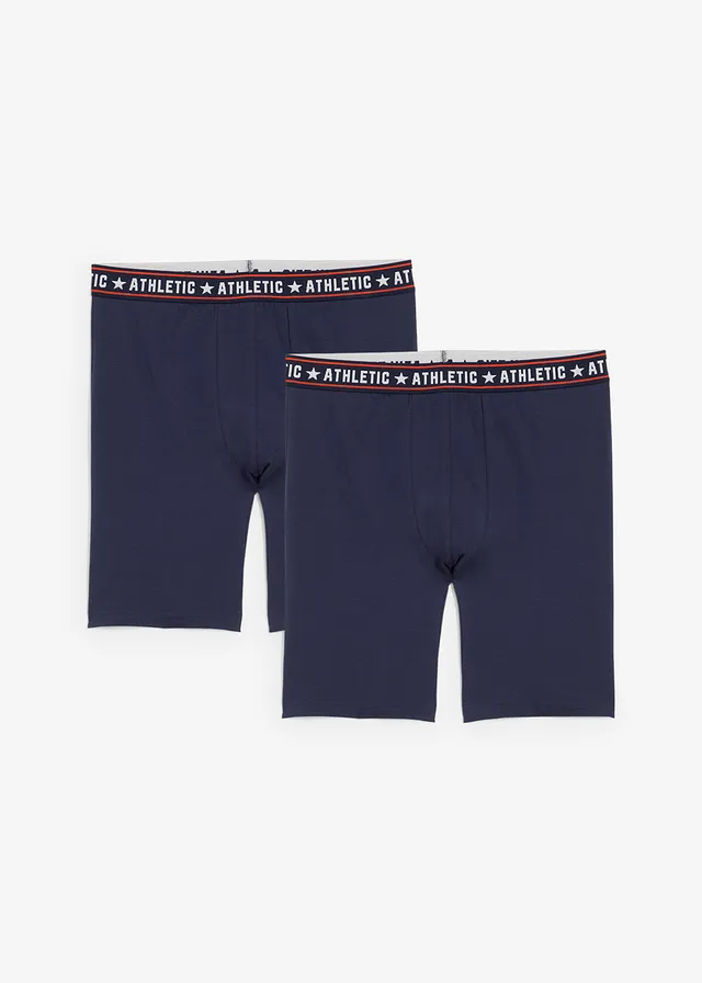 Lot de 2 boxers midi coton, Couleur: bleu foncé