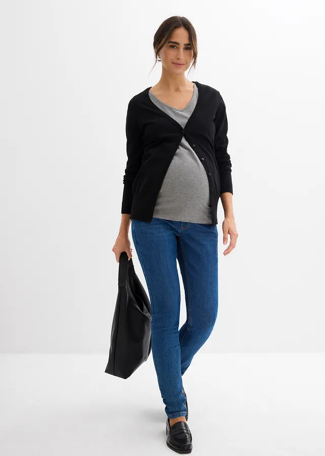 Zwangerschapsjeans met bilogisch katoen, skinny, Kleur: blauw denim