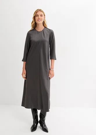 Robe midi en satin brillant • anthracite • Boutique bonprix