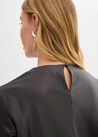 Robe midi en satin brillant • anthracite • Boutique bonprix