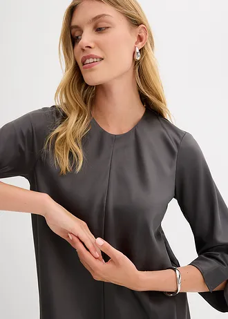 Robe midi en satin brillant • anthracite • Boutique bonprix
