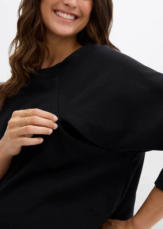 Zwangerschapssweater/voedingssweater van biologisch katoen • zwart • bonprix online shop