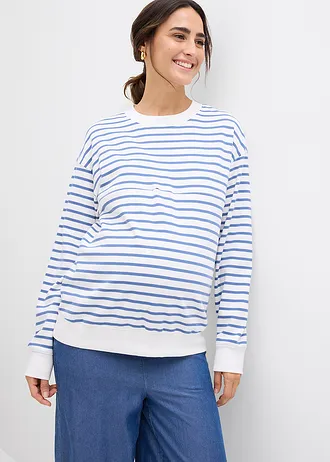 Těhotenské a kojici triko 2 v 1, z čisté bavlny • přírodní bílo-džínově modrá s proužky • bonprix obchod