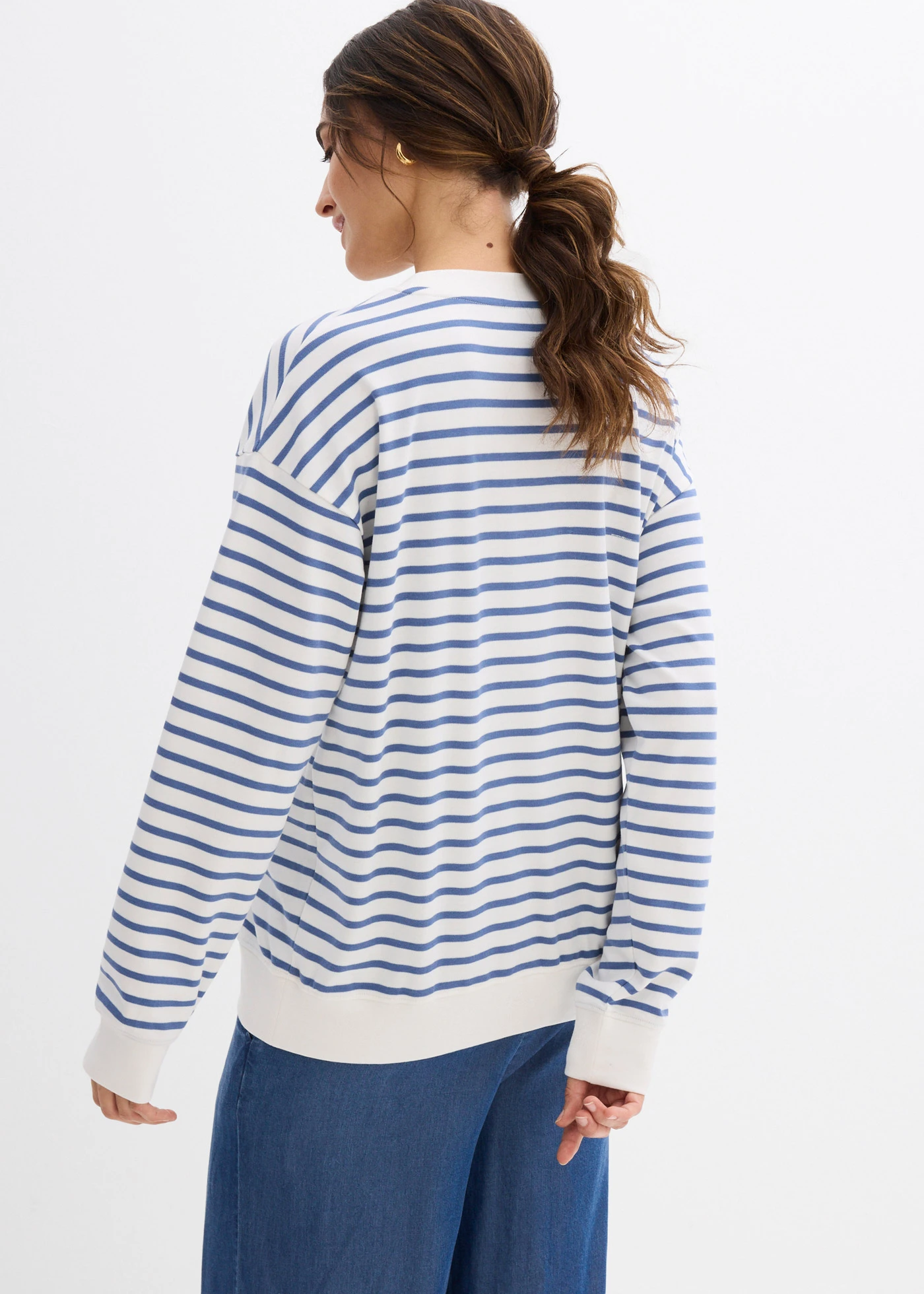 Těhotenské a kojici triko 2 v 1, z čisté bavlny • přírodní bílo-džínově modrá s proužky • bonprix obchod