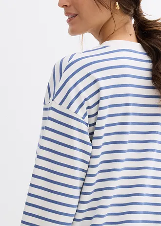 Těhotenské a kojici triko 2 v 1, z čisté bavlny • přírodní bílo-džínově modrá s proužky • bonprix obchod
