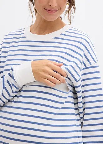 Těhotenské a kojici triko 2 v 1, z čisté bavlny • přírodní bílo-džínově modrá s proužky • bonprix obchod
