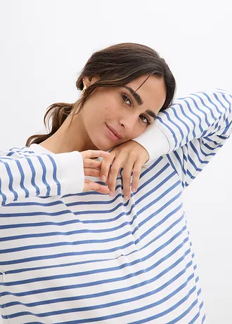 Těhotenské a kojici triko 2 v 1, z čisté bavlny • přírodní bílo-džínově modrá s proužky • bonprix obchod