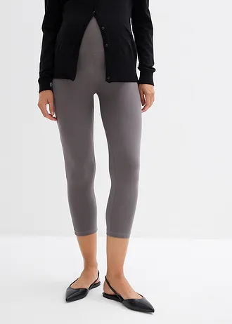Lot de 2 leggings de grossesse, longueur 3/4, Couleur: noir + gris fumé