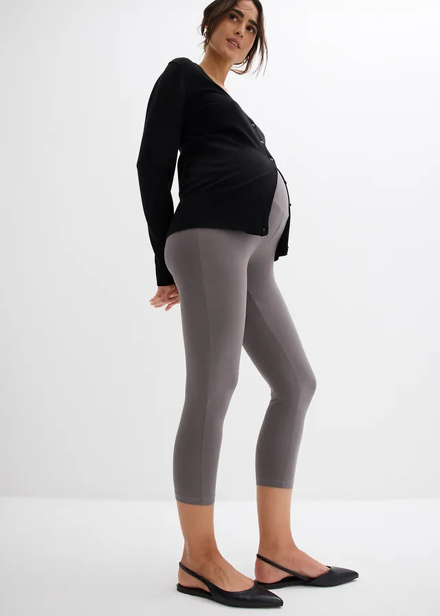 Lot de 2 leggings de grossesse, longueur 3/4 • noir + gris fumé • product-page.page-title-suffix