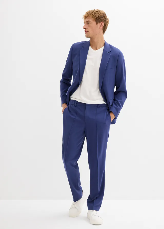 Stretch pantalon, regular fit, Kleur: middernachtblauw