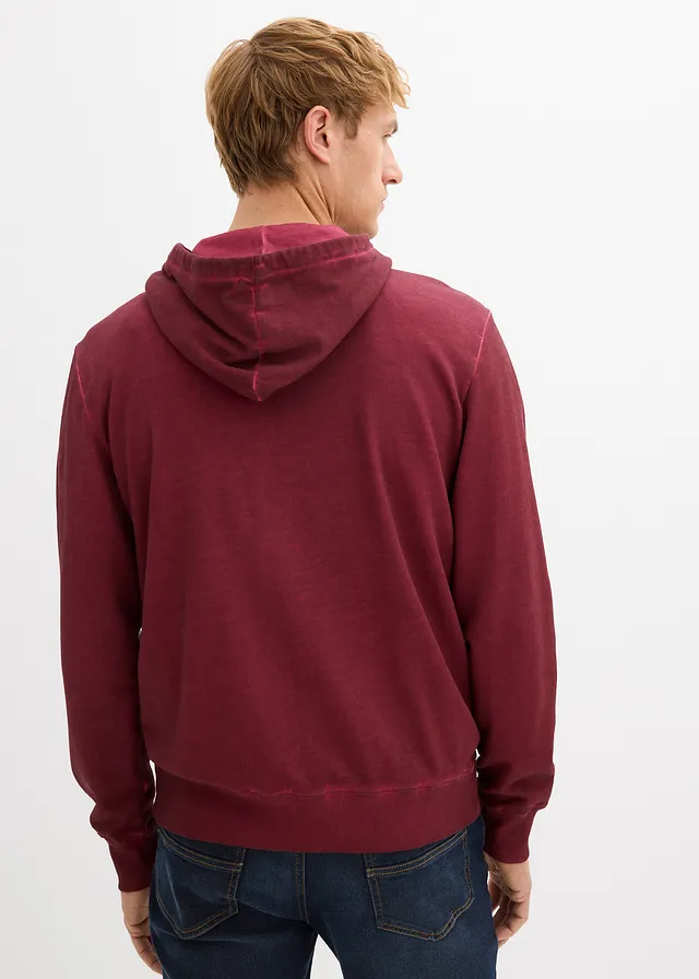 Sweatvest met capuchon in washed out look • rododendronrood used • product-page.page-title-suffix