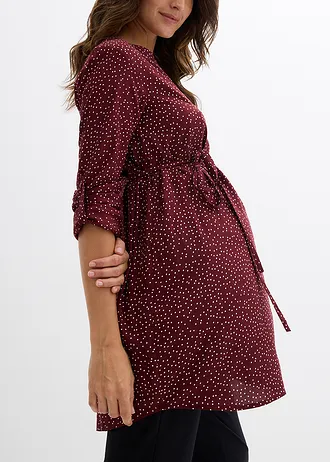 Zwangerschaps- en voedingsjurk van viscose • donker bessen-wit gestippeld • bonprix online shop