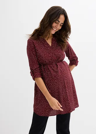 Zwangerschaps- en voedingsjurk van viscose • donker bessen-wit gestippeld • bonprix online shop