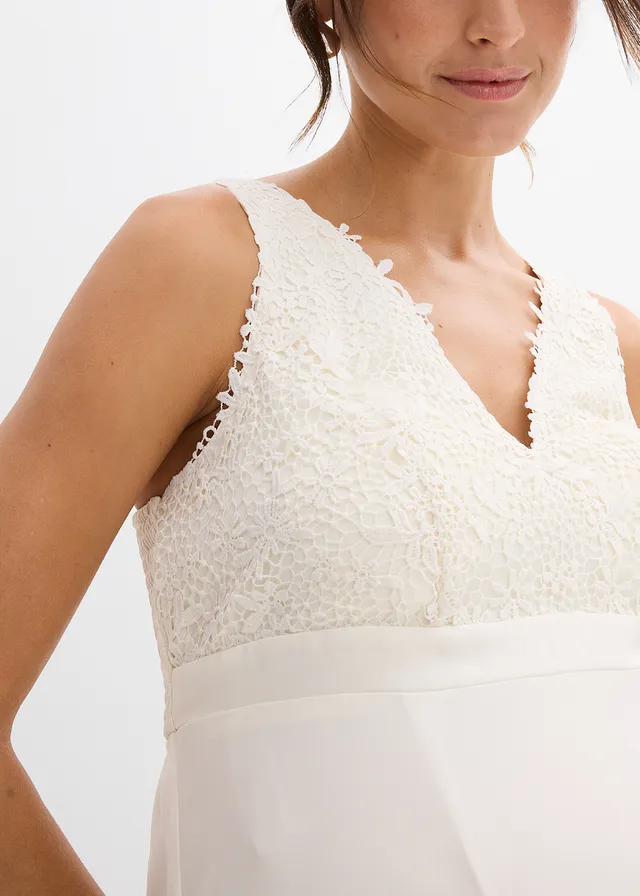 Robe de mariée de grossesse avec dentelle, satin et crêpe georgette • écru • product-page.page-title-suffix