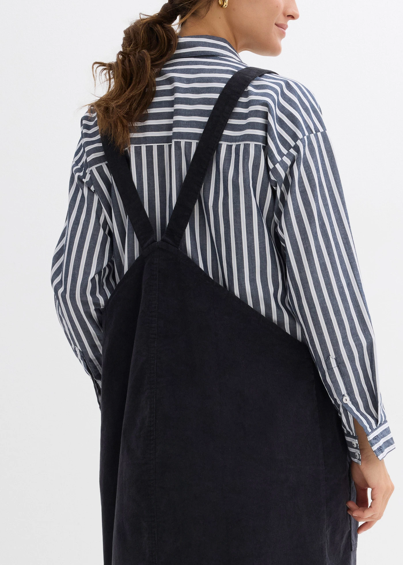 Těhotenské šaty z bavlněného manšestru se strečem, s laclem • tmavě šedá • bonprix obchod