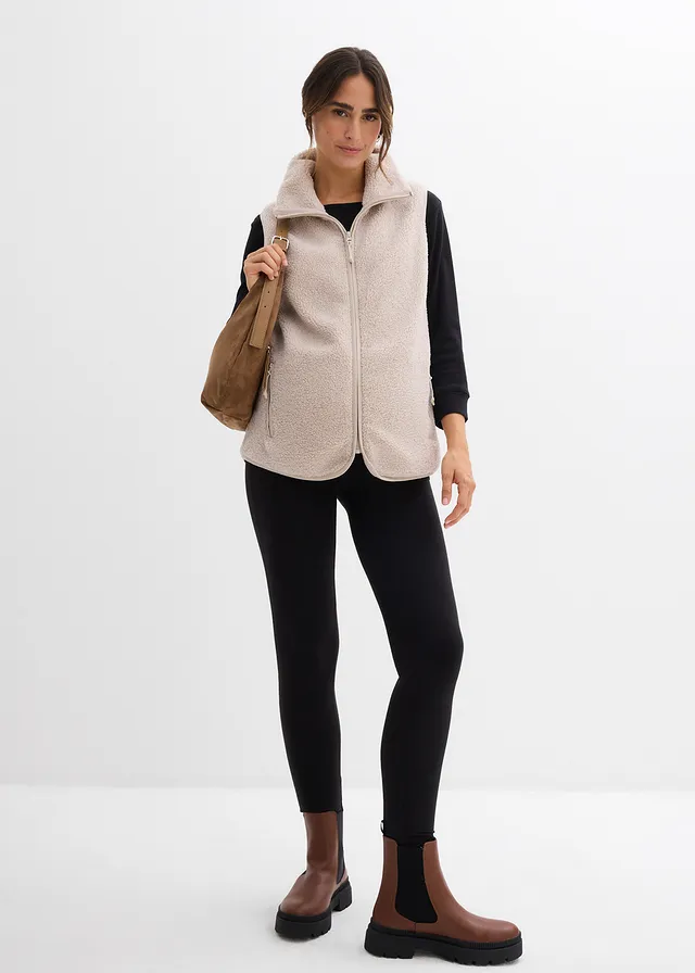 3-in-1 zachte zwangerschaps- en babywearing bodywarmer van teddyfleece, Kleur: steengrijs