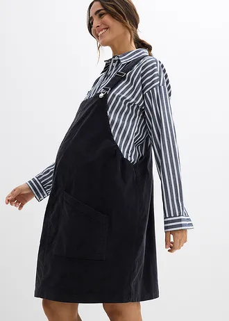 Těhotenské šaty z bavlněného manšestru se strečem, s laclem • tmavě šedá • bonprix obchod