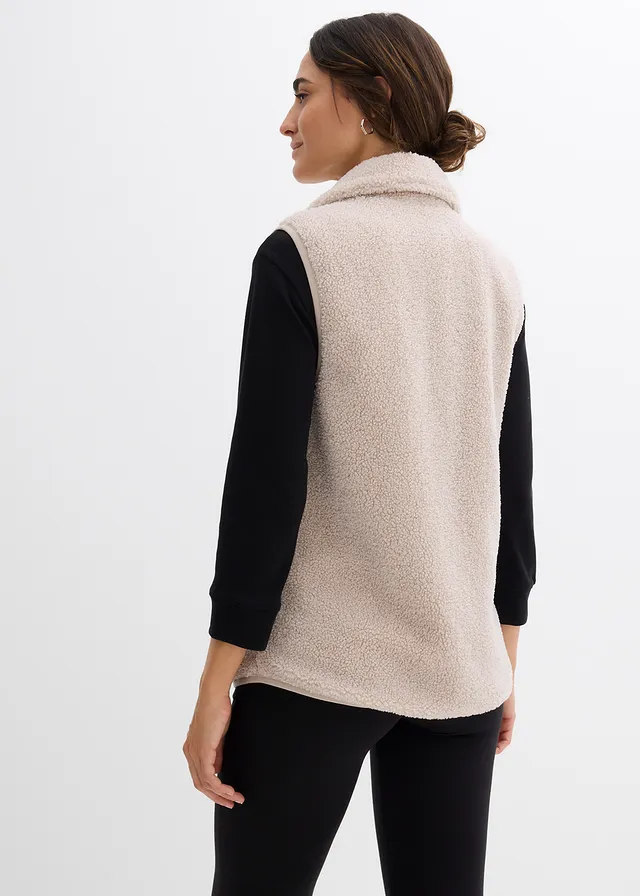 3-in-1 zachte zwangerschaps- en babywearing bodywarmer van teddyfleece, Kleur: steengrijs