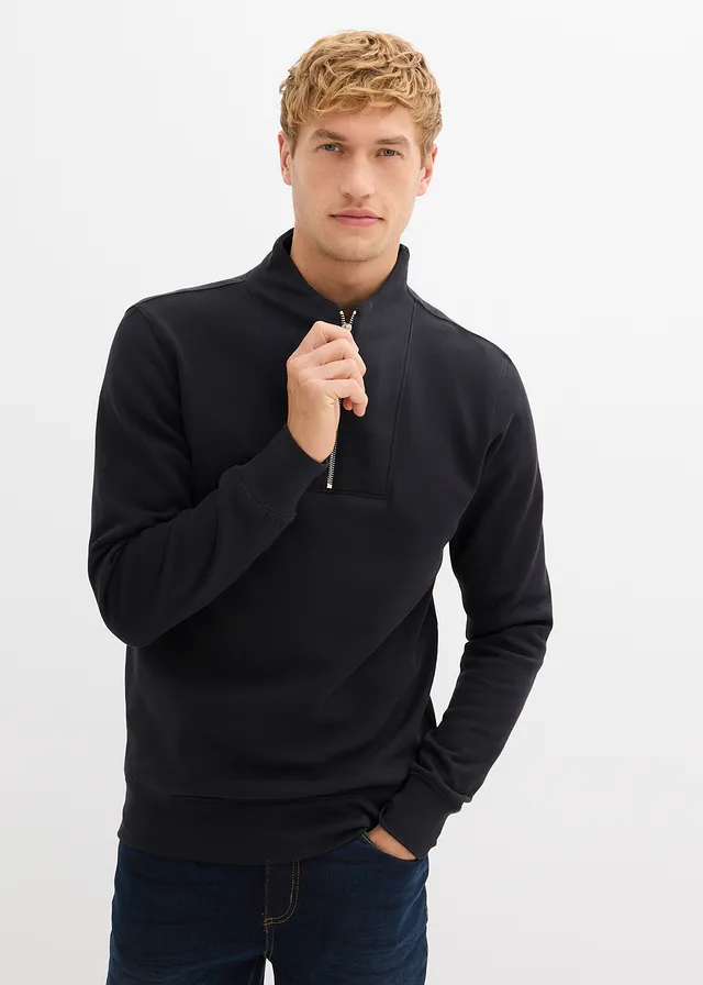 Sweater met schipperskraag van puur biologisch katoen, Kleur: zwart