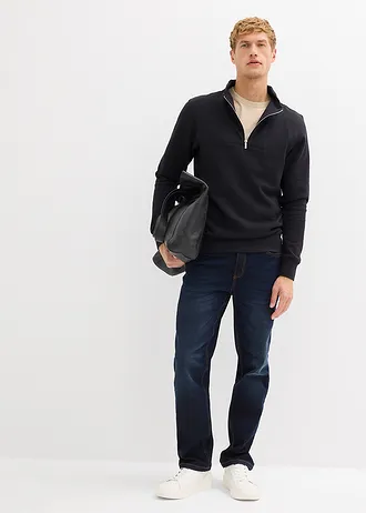 Sweater met schipperskraag van puur biologisch katoen, Kleur: zwart