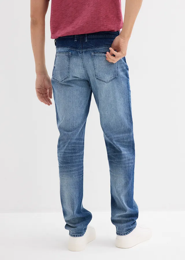Regular fit stretch jeans, straight, Kleur: blauw denim used