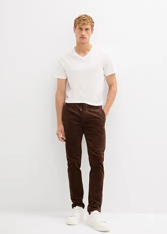 Stretch corduroy instapbroek, regular fit, Kleur: bruin