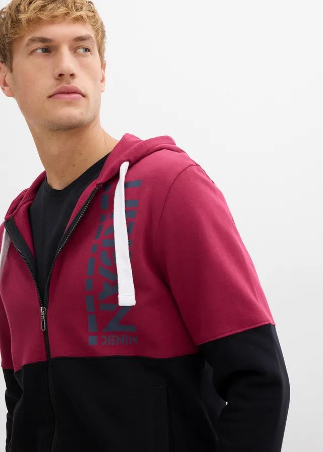 Sweat zippé à capuche 100% coton • rhododendron/noir • product-page.page-title-suffix