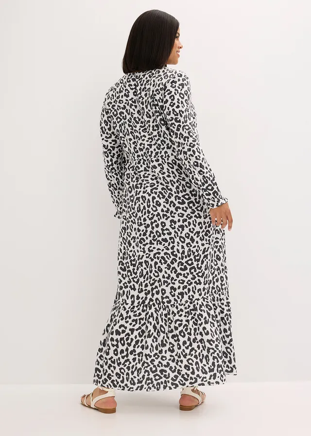 Robe longue, Couleur: blanc cassé/anthracite