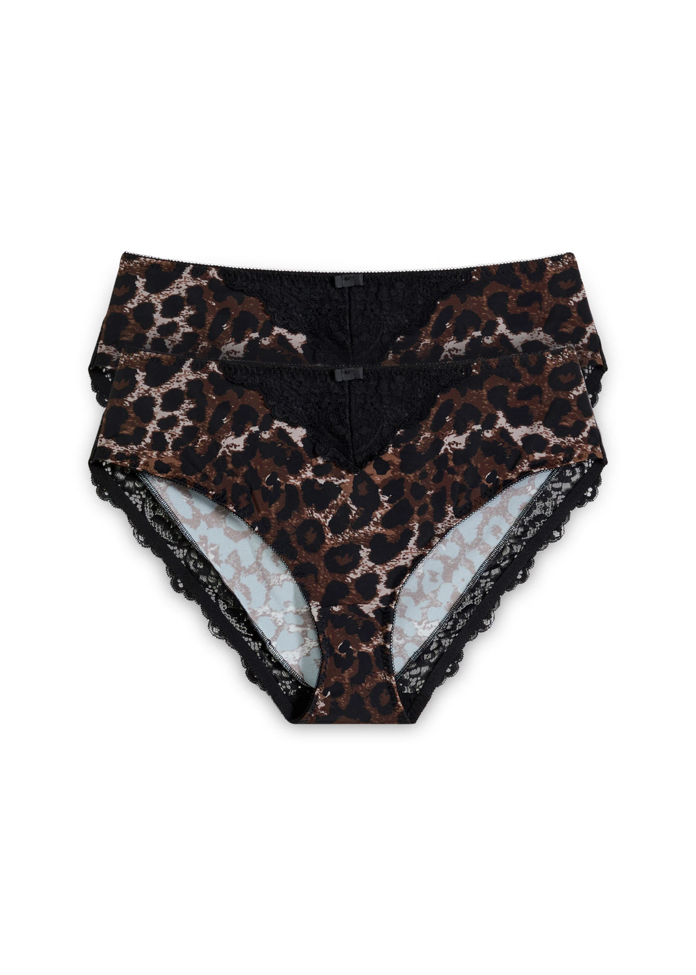 Maxislip met sierlijk kant (set van 2) • zwart met luipaardprint • bonprix online shop