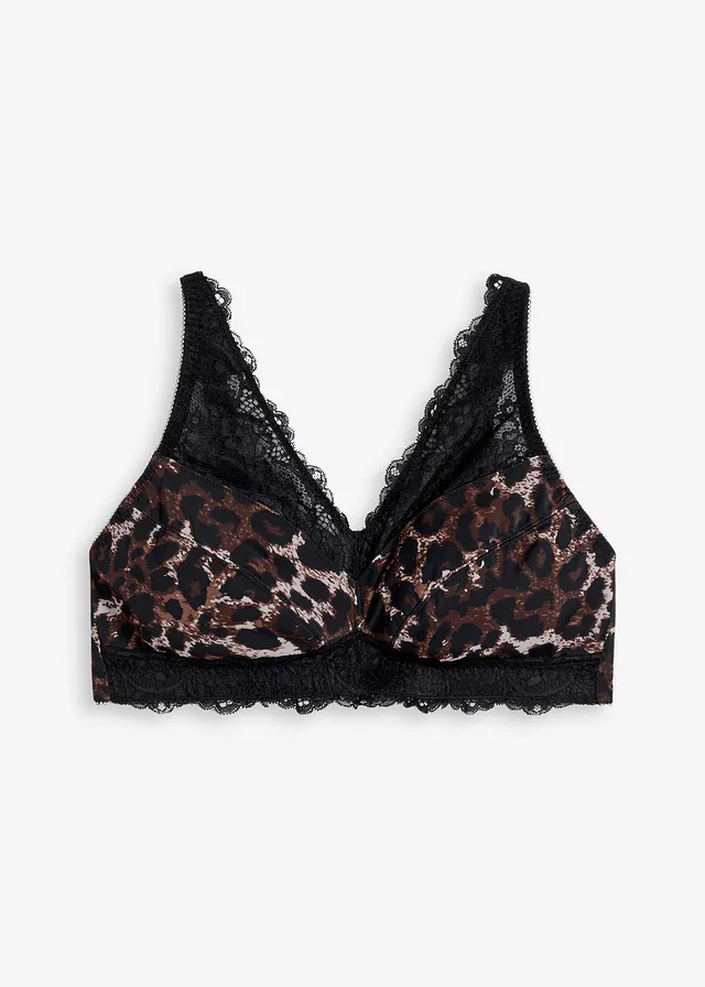 Soutien-gorge bralette minimiseur avec dentelle, Couleur: léopard