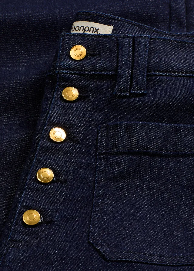 Blugi evazați High Waist • albastru profund denim neprespălat • magazin bonprix