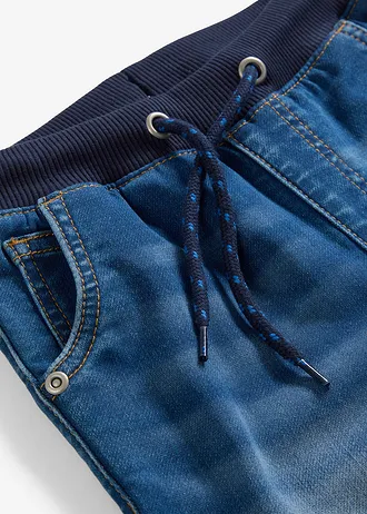 Džíny bez zapínání, z teplákoviny, Regular Fit, Straight • modrý denim • bonprix obchod