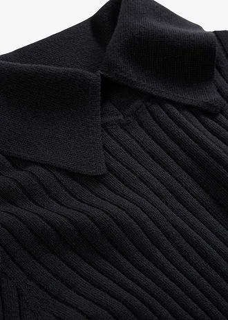 Žebrovaný svetr z merino vlny • černá • bonprix obchod