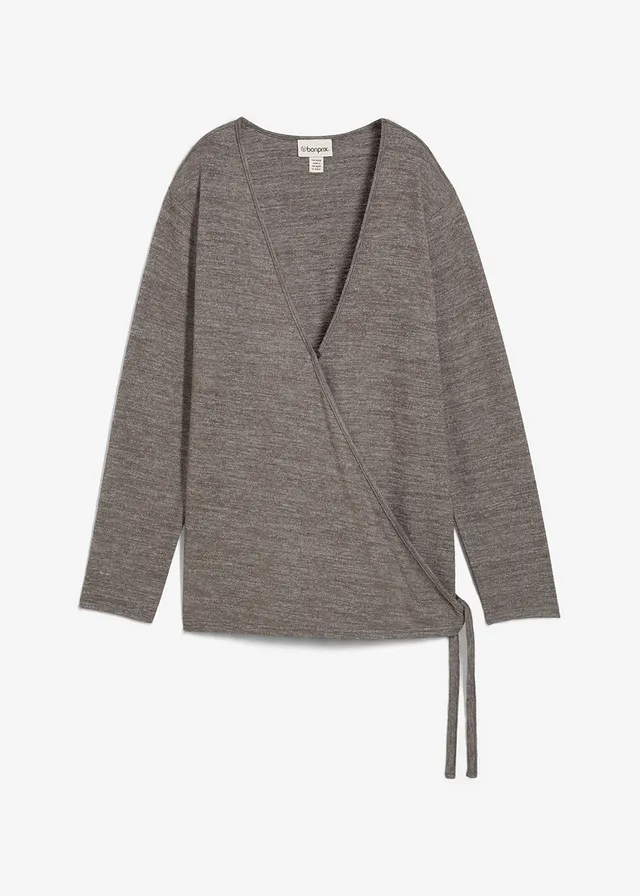 Gilet cache-cœur aspect maille • anthracite chiné • Boutique bonprix